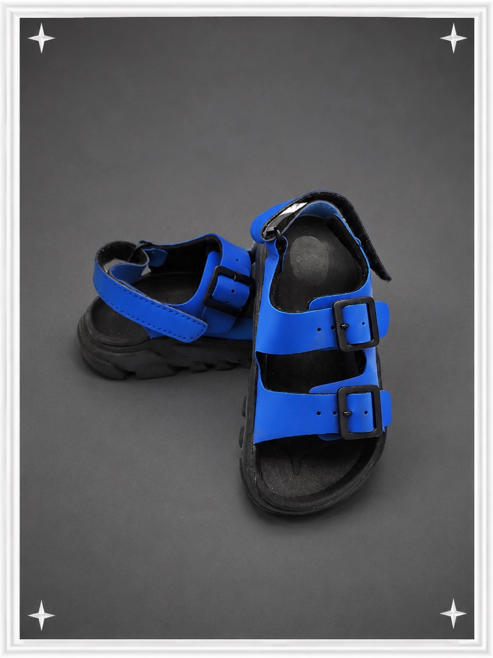 Blue/Black Double Buckle Strap Sandals | Kid's 9